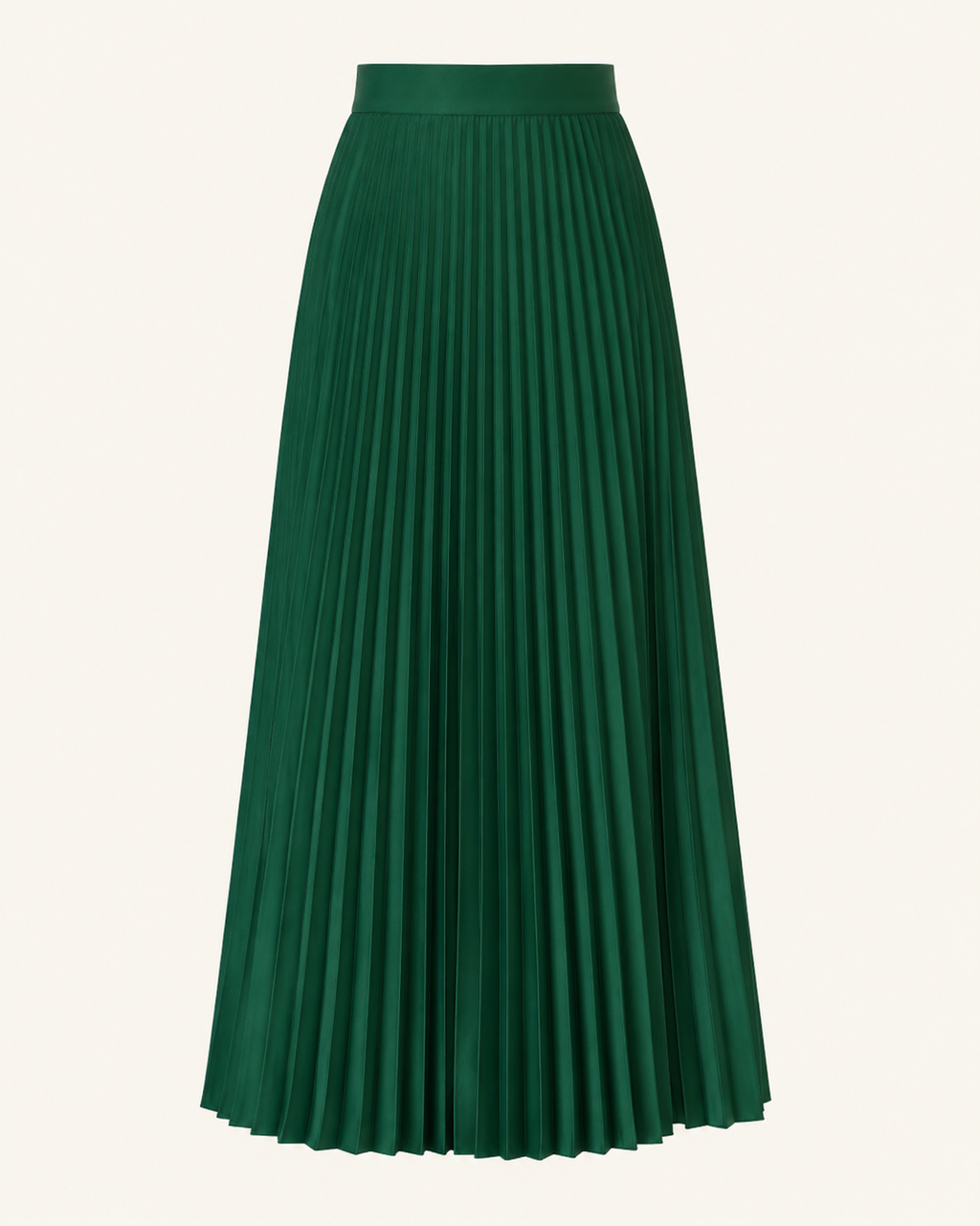 Maribel Pleated Maxi Skirt shown alone with wide waistband and sunray pleats